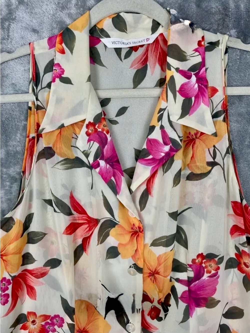 Vintage Victoria's Secret Maxi Dress with Yellow, Red & Pink  Floral Print Sz L